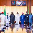 Gov Okowa of Delta receives members of the House of Reps in Asaba on October 28, 2020 (Delta State press House corps)