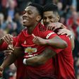 Manchester United forwards Anthony Martial (left) and Marcus Rashford