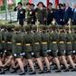 Des soldates du Belarus participent à un défilé organisé malgré la pandémie de coronavirus pour marquer les 75 ans de la victoire sur l'Allemagne nazie, à Minsk le 9 mai 2020