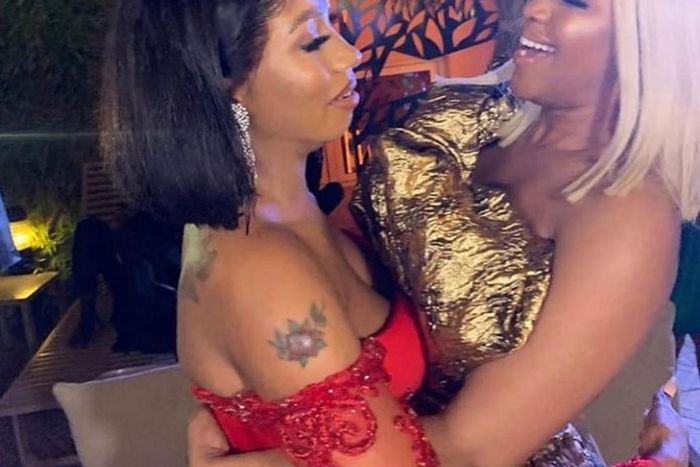 Erica and Mercy Eke at her 27th birthday party [Instagram/KiddwayaXErica]