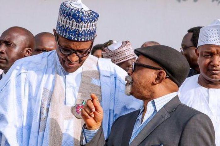 President Muhammadu Buhari (left) with the Minister of Labour, Chris Ngige (right) [BBC]