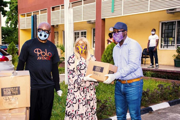 (L-R): Managing Director, Polo Luxury Group, John Obayuwana; Executive Director, Polo Luxury Group, Jennifer Obayuwana and Chief Press Secretary to the Lagos State Governor, Gboyega Akosile at the fourth Estate in Alausa Ikeja.