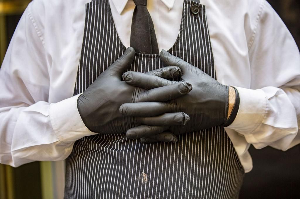 Waiter Wearing Protective Gloves