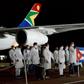 Cuban medial workers at the Waterkloof Air Force Base in Pretoria on April 27, 2020 to support coronavirus efforts in a photo released by the South African government