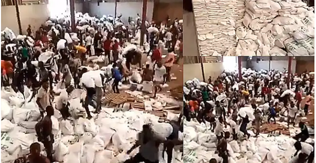 Osun residents break into warehouse to loot palliatives. (Infostrides)