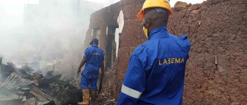 The Mushin market fire started around 1 pm on Saturday, August 1, 2020 [LASEMA]