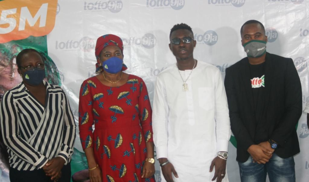 From left: Assistant Director, National Lottery Regulatory Commission (NLRC ), Mrs Joy Okuna; Deputy Director, NLRC, Lagos, Mrs Priscilla Onuzulu; Afro hip hop artiste and Lotto9ja's Brand Ambassador, Omoniyi Temidayo Zlatan and General Manager, Lotto9...