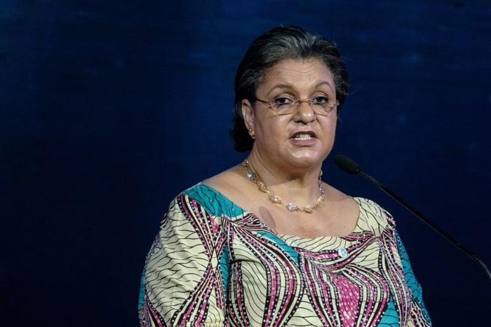 Hanna Serwaa Tetteh, who has been proposed as UN envoy on Libya, delivers a speech in Nairobi in 2018