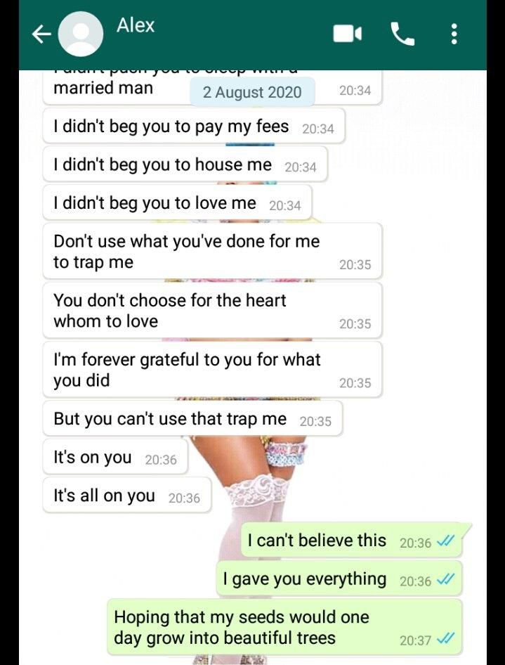 Man breaks up with girlfriend for sleeping with married man to pay his school fees