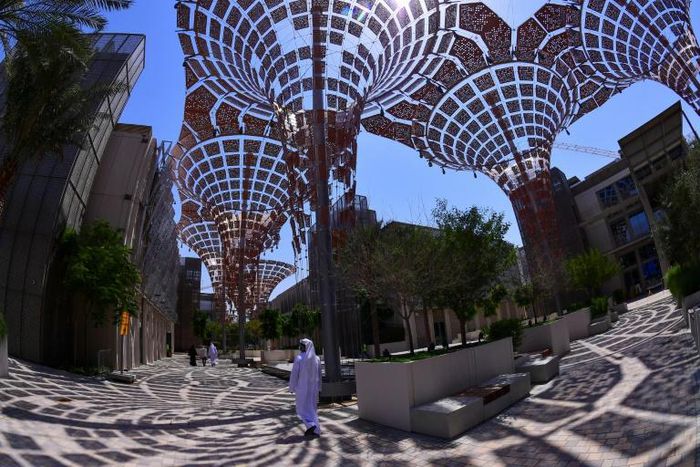 Many of the fair's main structures have been completed at the site rising from the deserts of Dubai