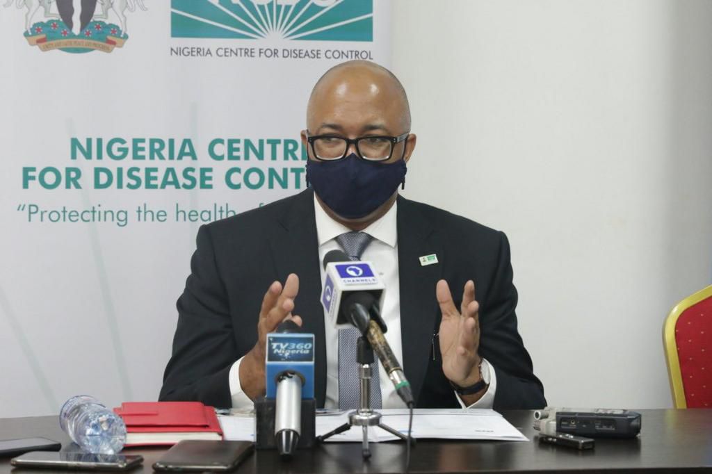 Director General of NCDC, Dr Chikwe Ihekweazu addressing the press at the presentation of 15,000 COVID-19 test kits to NCDC by UNICEF in Abuja on Tuesday, Sept 29, 2020. [Twitter/@NCDCgov]