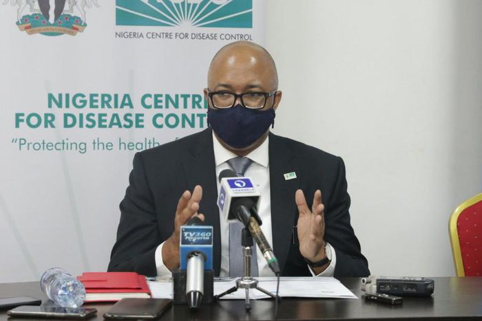 Director General of NCDC, Dr Chikwe Ihekweazu addressing the press at the presentation of 15,000 COVID-19 test kits to NCDC by UNICEF in Abuja on Tuesday, Sept 29, 2020. [Twitter/@NCDCgov]
