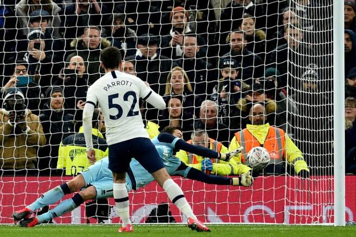 Parrott saw his penalty saved by Norwich's Tim Krul in Spurs' FA Cup fifth-round defeat