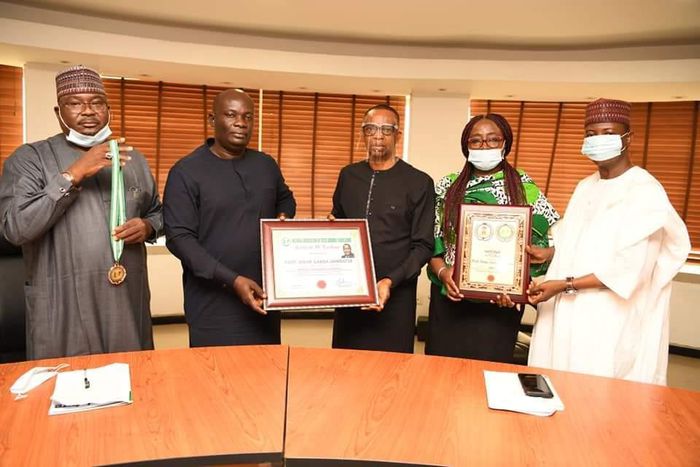 L- R: Bashir Bello, Head, Legislative and Government Relations, Nigerian Communications Commission (NCC); Hon. Uchechukwu Chukwuma, Director General, National Association of State Assembly Legislators (NASAL); Dr. Ikechukwu Adinde, Director, Public Aff...