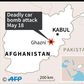Map of Afghanistan locating car bomb attack in Ghazni on Monday.