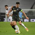 Harry Maguire (R) played in Manchester United's 2-1 loss to Sevilla in the Europa League semi-finals