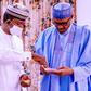 Governor Bello Matawalle updates President Muhammadu Buhari on illegal mining activities and security situation in Zamfara state. [Twitter/BashirAhmaad]