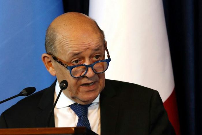 French Foreign Minister Jean-Yves Le Drian (pictured July 17, 2020) slammed China's treatment of ethnic and religious minorities in the country as "unacceptable" and said Paris condemns the actions