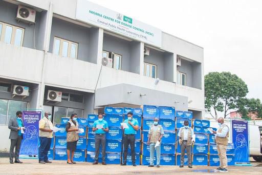 From the left: Mr. Rotimi Bankole, Managing Director, SBI Media, Dr. Joshua Obasanya, Director, Disease Prevention and Programs Coordination, NCDC, Mr. Chidi Okonkwo, Managing Director, TECNO Nigeria, Mr. Attai Oguche, Marketing Manager, TECNO Nigeria,...