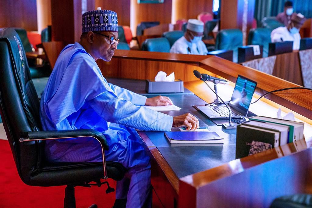 President Muhammadu Buhari on Monday joined other leaders of the Economic Community of West African States (ECOWAS) in an extra-ordinary virtual meeting. [Twitter@BashirAhmaad]