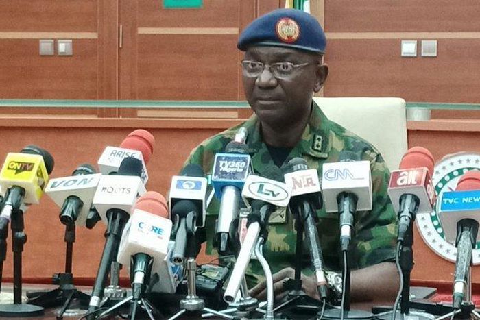 The Coordinator, Defence Media Operations, Maj.-Gen. John Enenche, during News Conference in Abuja on Friday, 3/4/2020 (NAN)