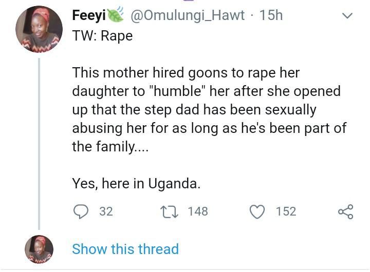 Mother hires men to rape and humble daughter for exposing sexually abusive stepfather