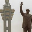 The imposing statue of first prime minister after independence Patrice Lumumba dominates the traffic in Kinshasa