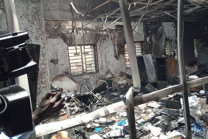 Fire incident at the office of the Independent National Electoral Commission [INEC] on April 17, 2020 [INEC]