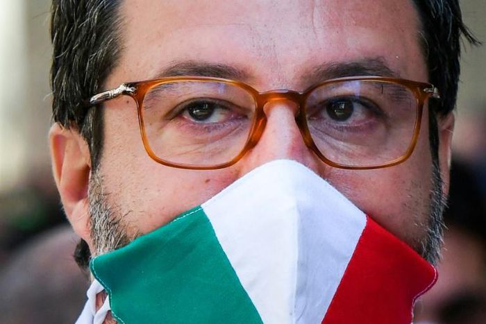 Italy's far-right leader Matteo Salvini has seen a dip in popularity since coronavirus kicked in but his League party is still attracting 26 percent of Italians