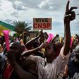 Supporters of the military junta, which calls itself the National Committee for the Salvation of the People, or CNSP, take part in a rally in Bamako this week