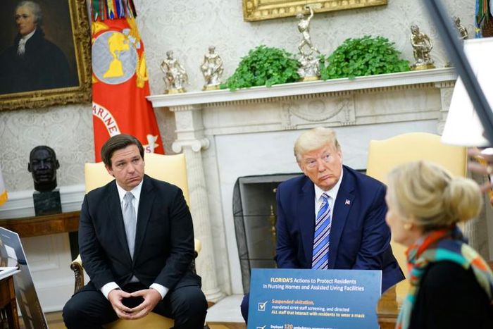 President Donald Trump and Florida Governor Ron DeSantis discussed new safety measures on international flights to the United States