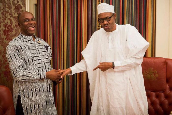 Minister of Transportation, Rotimi Amaechi and President Muhammadu Buhari