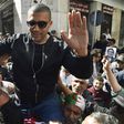 Algerian protesters carry journalist Khaled Drareni, who was arrested while covering an anti-government protest and was accused of "inciting an unarmed gathering and damaging national integrity," on their shoulders on March 6, 2020 in Algiers