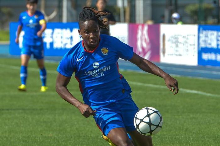 Barbra Banda of Shanghai Shengli during the CFA women's super league match against Changchun Zhuoyue in Kunming