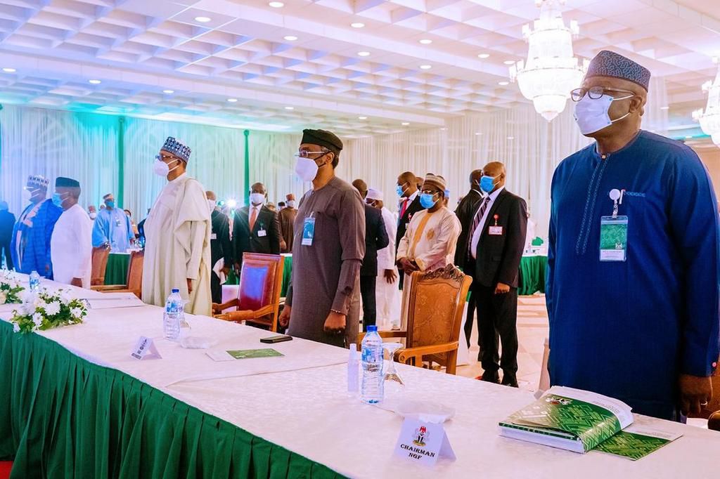 President Buhari and his ministers at the first year ministerial review retreat on September 8, 2020  (Tolani Alli)