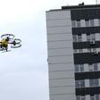 A P-art Studio picture shows a Hermes V8MT medical drone made by Spartaqs transporting coronavirus tests between two Warsaw hospitals