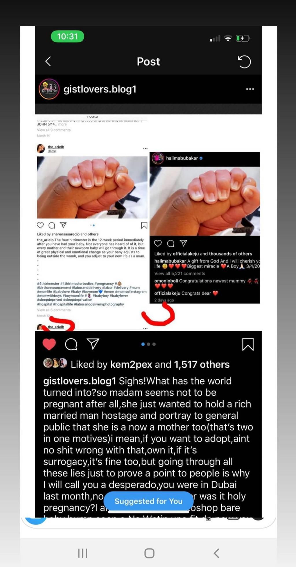 The American in question, simply known as Ariel with the Instagram handle, @the_arielb shared photos of her baby photos on Instagram which were similar to that of the photo Abubakar used in announcing the arrival of her baby. [Instagram/TheArielB]