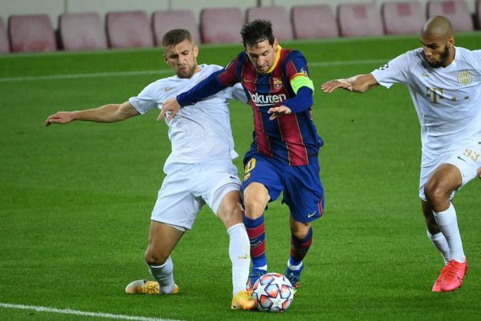 Lionel Messi scored Barcelona's first goal against Ferencvaros on Tuesday in the Champions League.