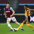 Wolves winger Adama Traore (C) playing against West Ham in London last Sunday.