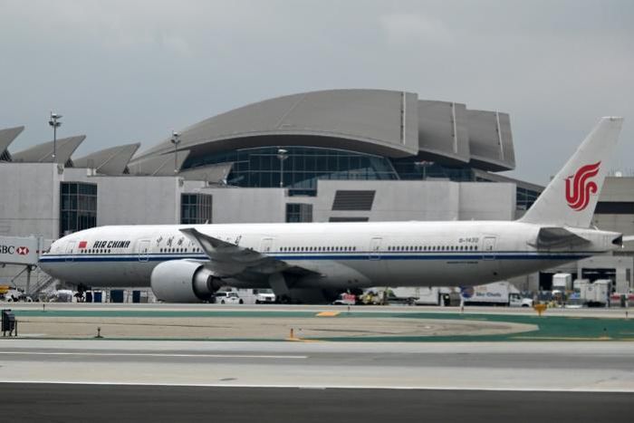 An Air China jet at a gate at Los Angeles International Airport, California on May 9, 2019