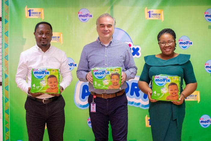 From Left to Right:  Sales Director, Motayo Latunji, Managing Director, Doruk Emiroglu, and Marketing Manager, Roseline Abaraonye at the internal launch of Molfix Air Dry.