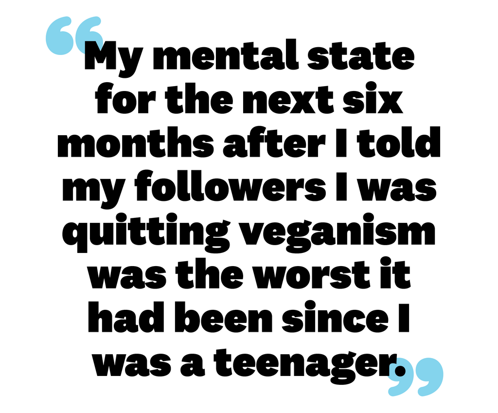 alyse my mental state for the next six months after i told my followers i was quitting veganism was the worst it had been since i was a teenager