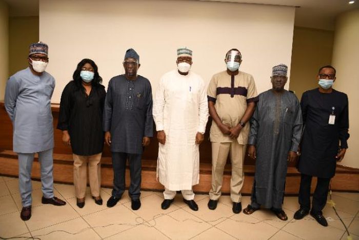 L-R: Director, Compliance Monitoring and Enforcement, Mr. Ephraim Nwokonneya; Director, Policy Competition and Economic Analysis, Ms Josephine Amuwa; Executive Commissioner, Stakeholder Management, Mr. Adeleke Adewolu; Executive Vice Chairman/CEO, Prof...