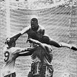 Pele leapt to celebrate with teammates Tostao, Carlos Alberto and Jairzinho