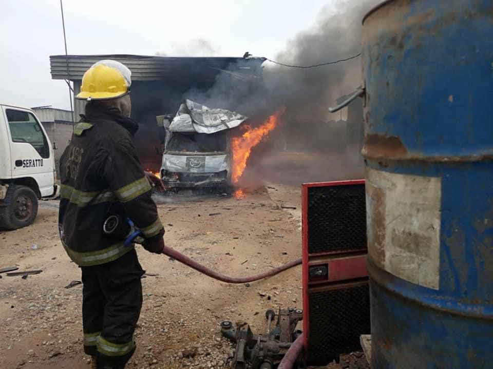 Gas explosion at Cele Bus Stop in Iju Ishaga, Lagos on Thursday, September 24, 2020 [LASEMA]