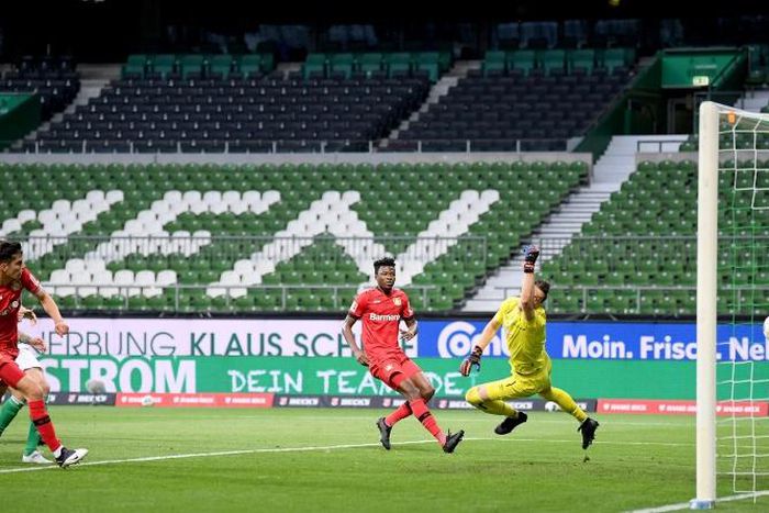 Havertz (L) scored twice at the Weserstadion