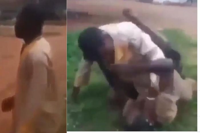 Ghanaian pastor fights mentally challenged man in public (video)