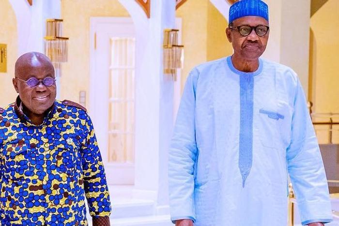 President Muhammadu Buhari meets behind closed doors with President Nana Akufo-Addo of Ghana at the Presidential Villa, Abuja on Sunday, September 20, 2020. [Twitter/@BashirAhmaad]