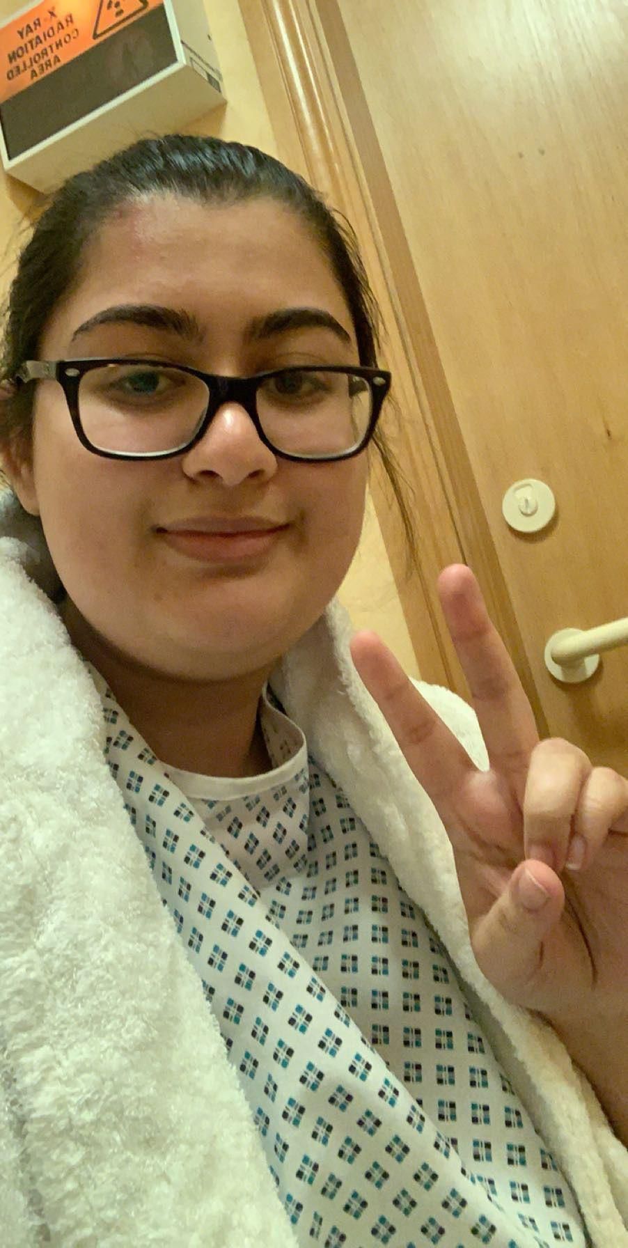 Priya at one of her many doctors appointments.