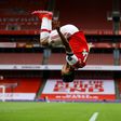 Head over heels: Pierre-Emerick Aubameyang scored twice against Norwich